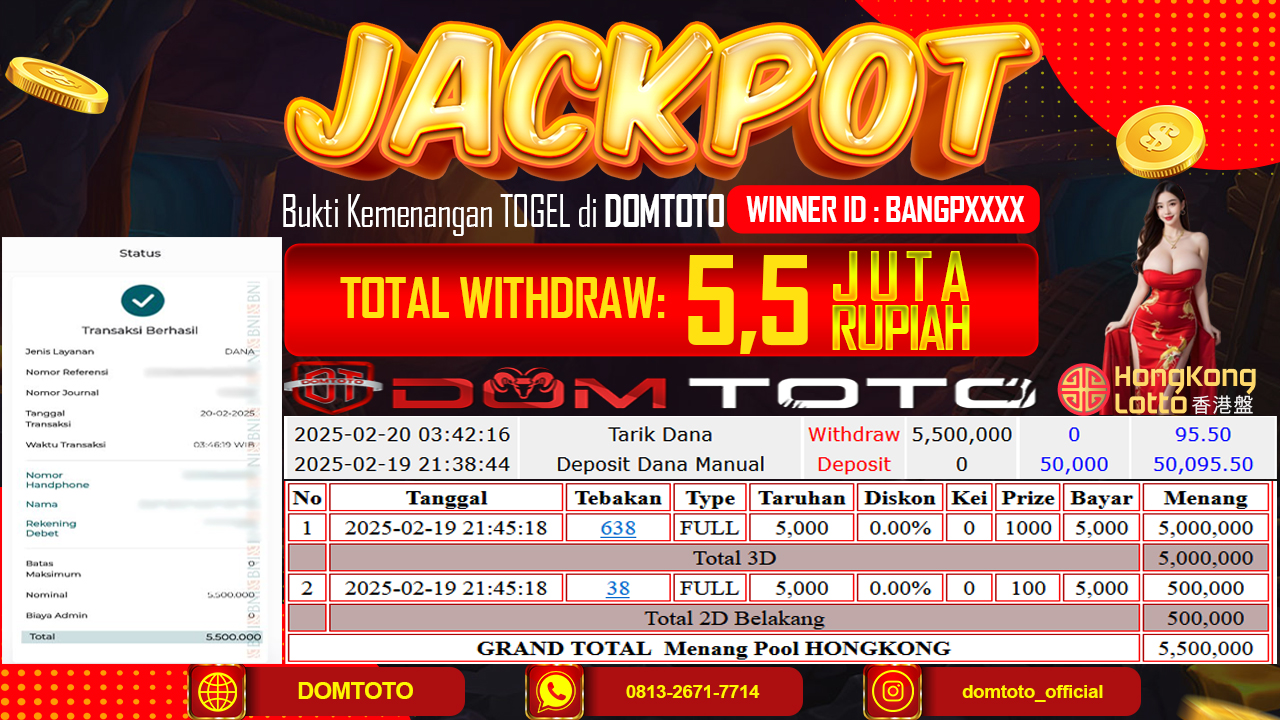 JACKPOT TOGEL HONGKONG LOTTO 20 FEBRUARI 2025